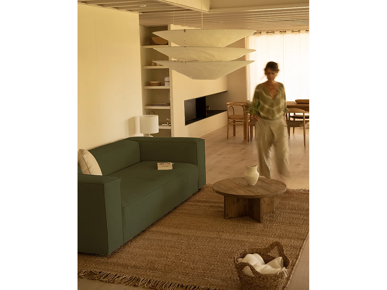 Divano 3/4 posti in velluto verde 210x110cm