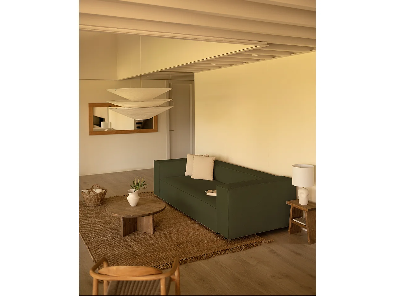 Divano 3/4 posti in velluto verde 210x110cm