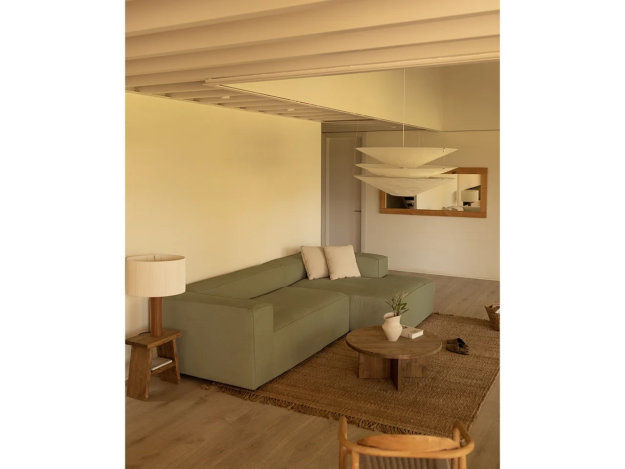 Divano 4/5 posti CHL destra velluto lime 300x175cm