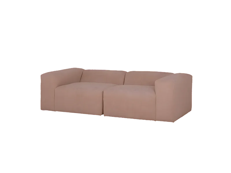 Sofá de 4 plazas de 2 módulos de bouclé color rosa 240x70x110cm - BERTA - DECOWOOD