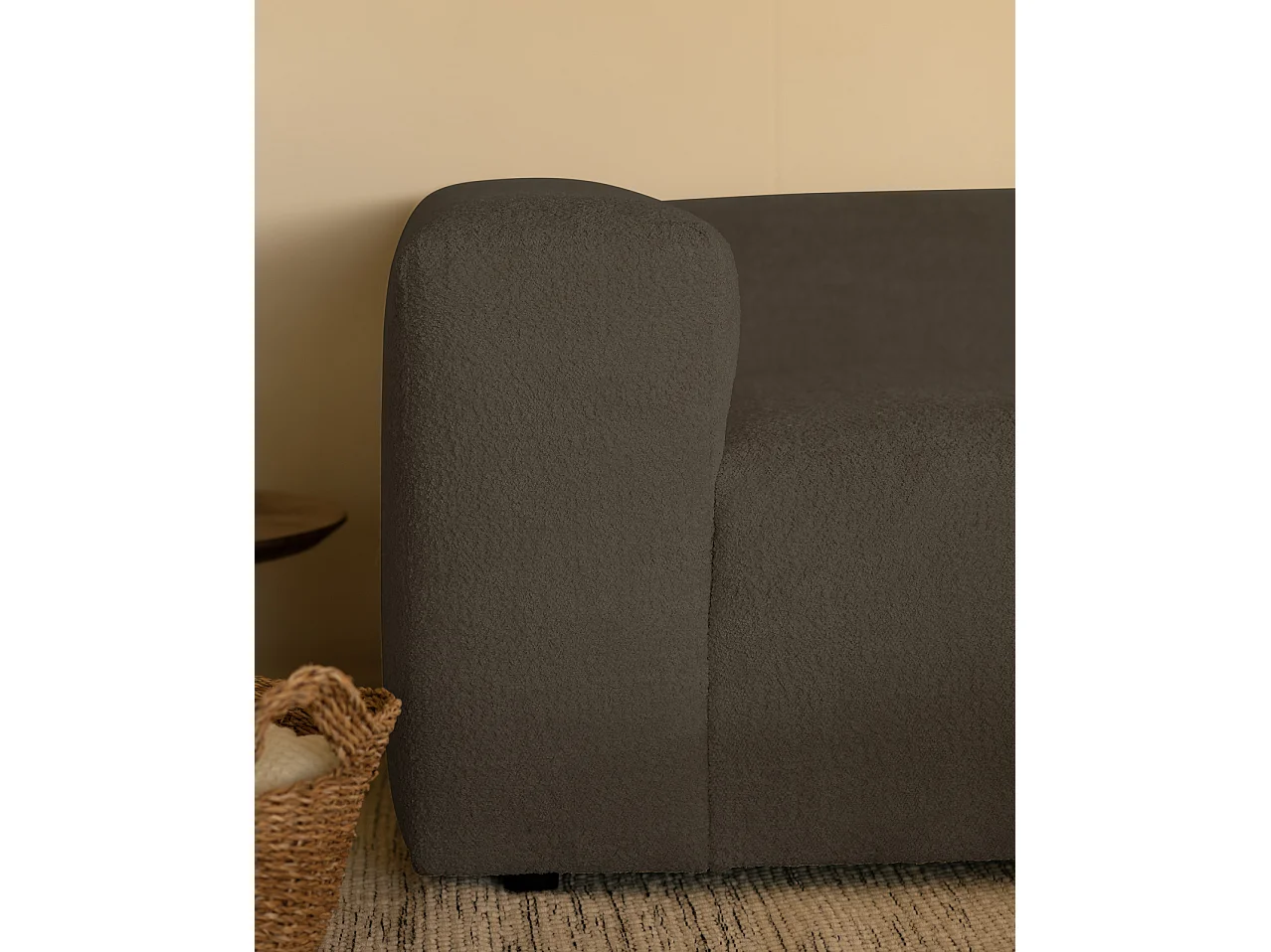 Sofá de 4 plazas de 2 módulos de bouclé color gris oscuro 240x70x110cm - BERTA - DECOWOOD