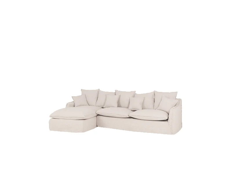 Sofá con chaise longue izquierdo desenfundable blanco 4/5 plazas 310x95x170cm - MIA - DECOWOOD