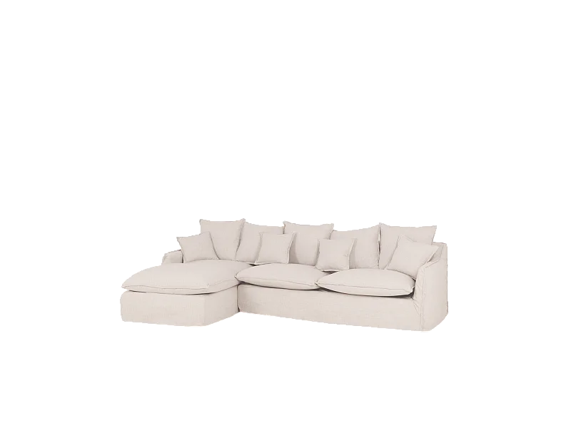 Sofá con chaise longue izquierdo desenfundable blanco 4/5 plazas 310x95x170cm - MIA - DECOWOOD