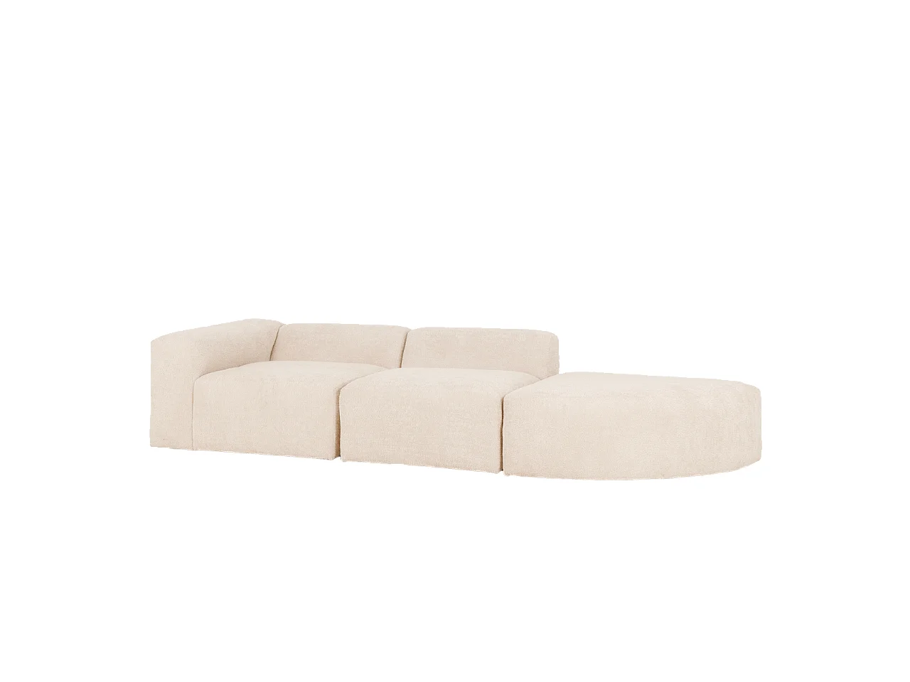 Sofá de 3 módulos con curva derecha de bouclé color blanco 320x70x110cm - BERTA - DECOWOOD