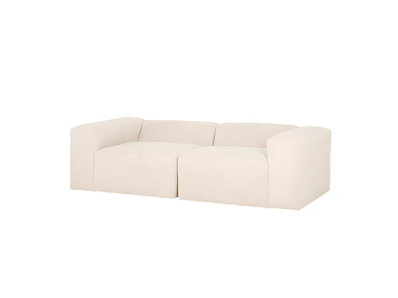 Sofá de 4 plazas de 2 módulos de bouclé color blanco 240x70x110cm - BERTA - DECOWOOD