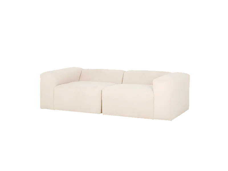 Sofá de 4 plazas de 2 módulos de bouclé color blanco 240x70x110cm - BERTA - DECOWOOD