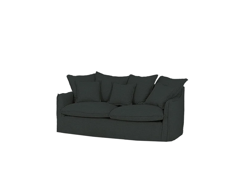 Sofá de 3/4 plazas de algodón y lino desenfundable color azul 220x95x100cm - MIA - DECOWOOD