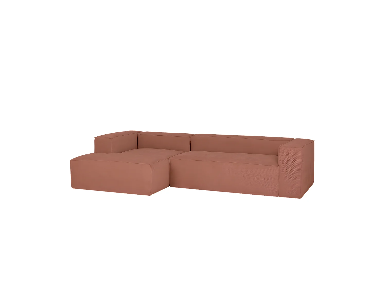 Canapé 4/5 places avec chaise longue d'angle gauche en corail