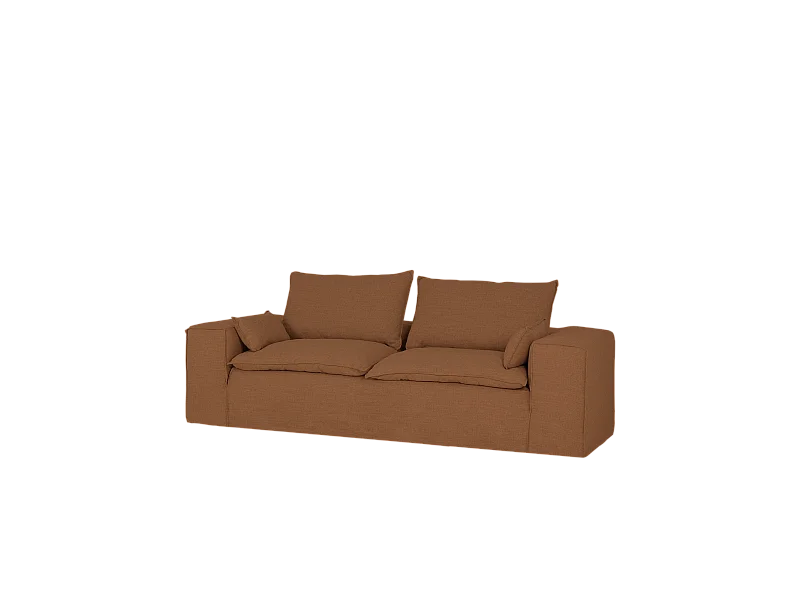 Sofá de 4 plazas de lino desenfundable color teja 260x90x110cm - VEGA - DECOWOOD