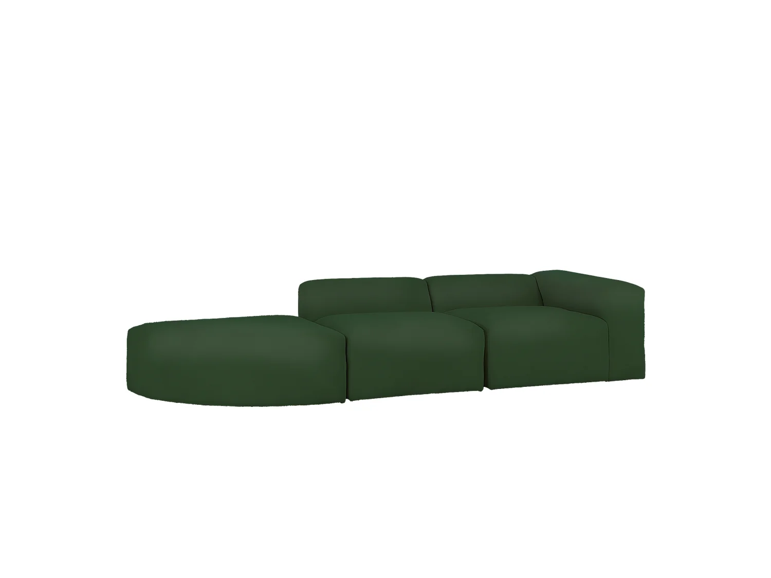 Sofá de 3 módulos con curva izquierda de bouclé color verde 320x70x110cm - BERTA - DECOWOOD