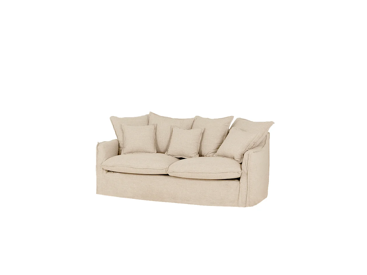Canapé 3 places en coton et lin déhoussable couleur beige