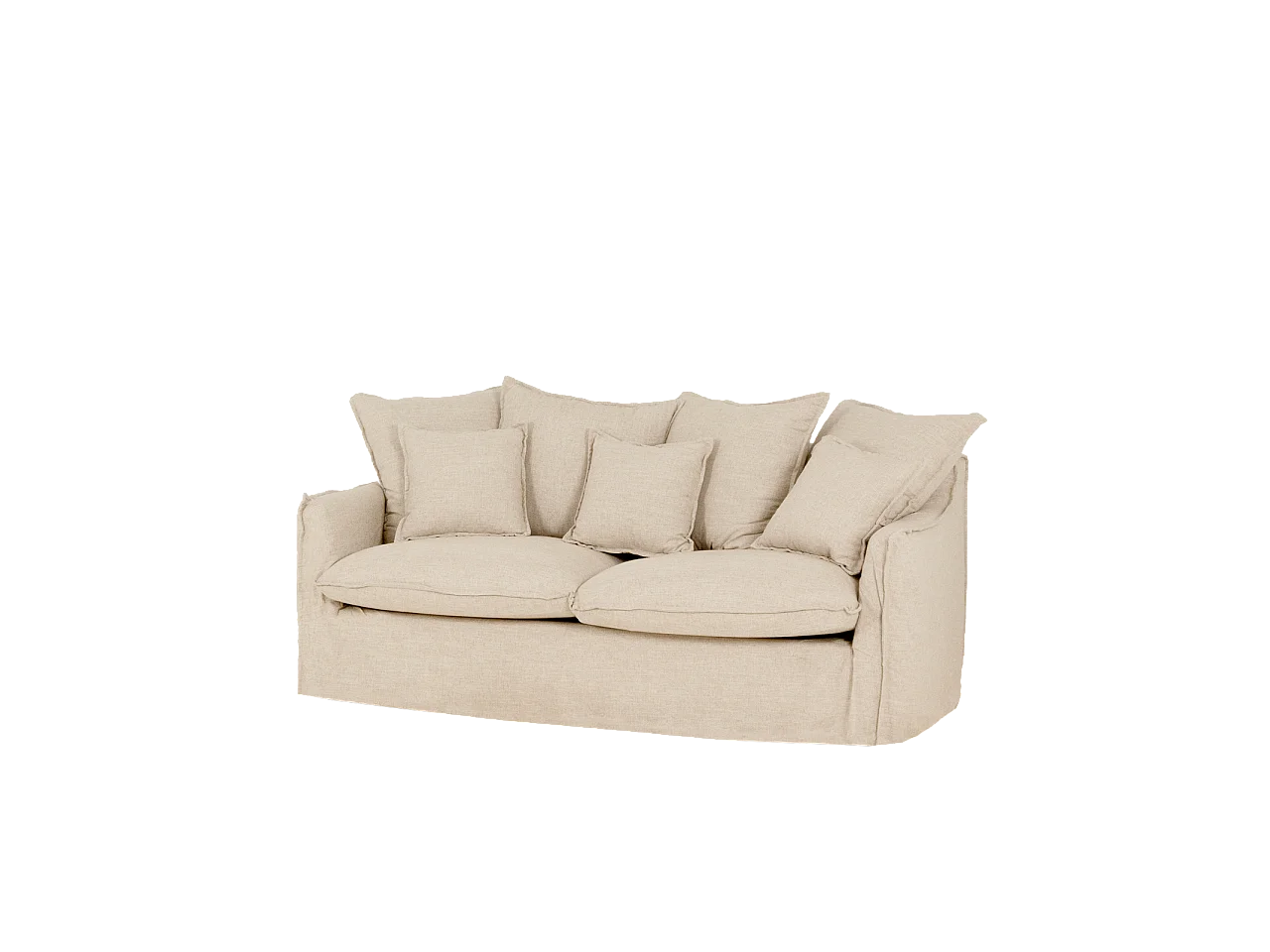 Sofá de 3 plazas de algodón y lino desenfundable color beige 190x95x100cm - MIA - DECOWOOD