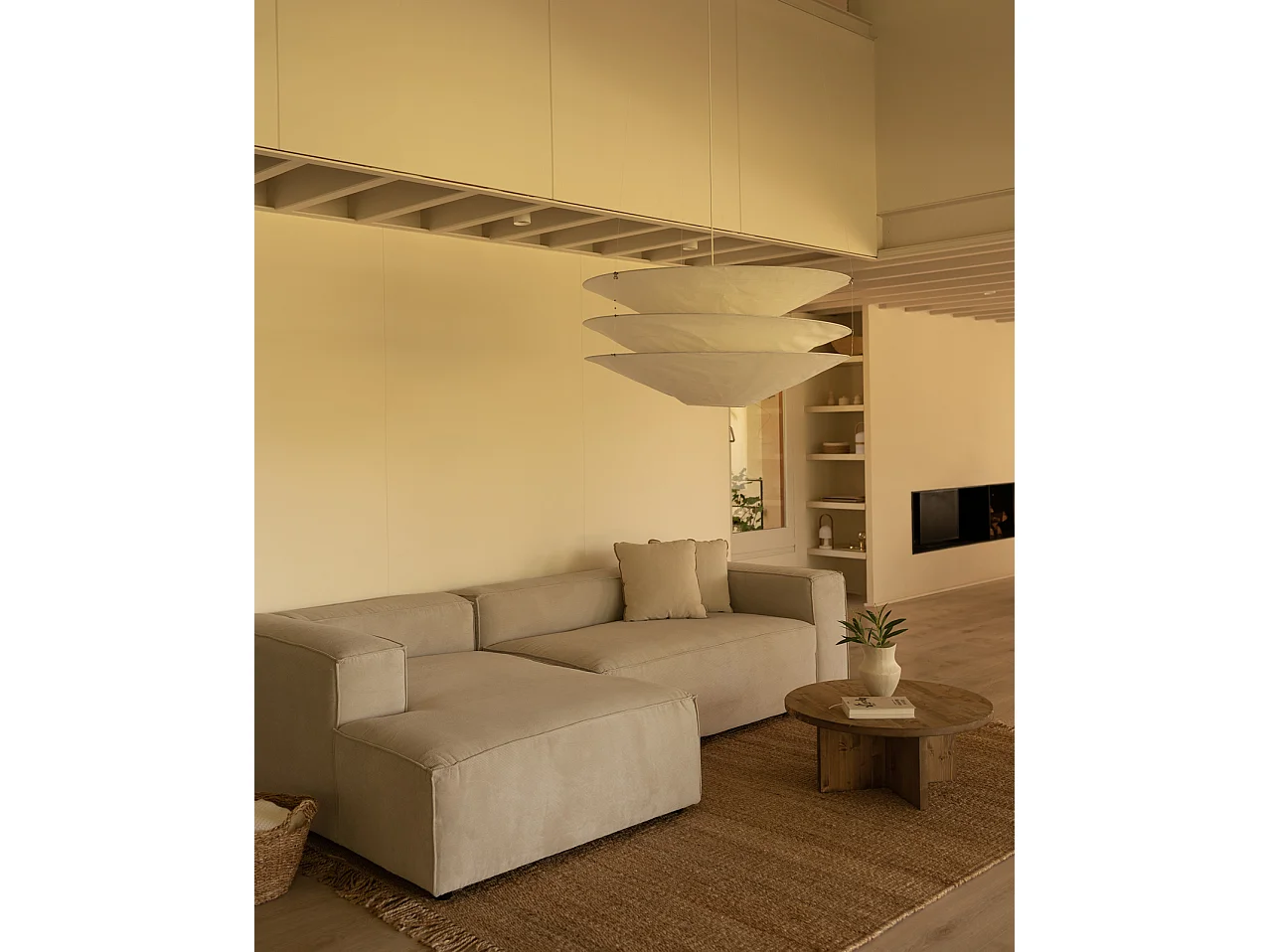 Divano 3 posti CHL sinistra velluto beige 250x175cm