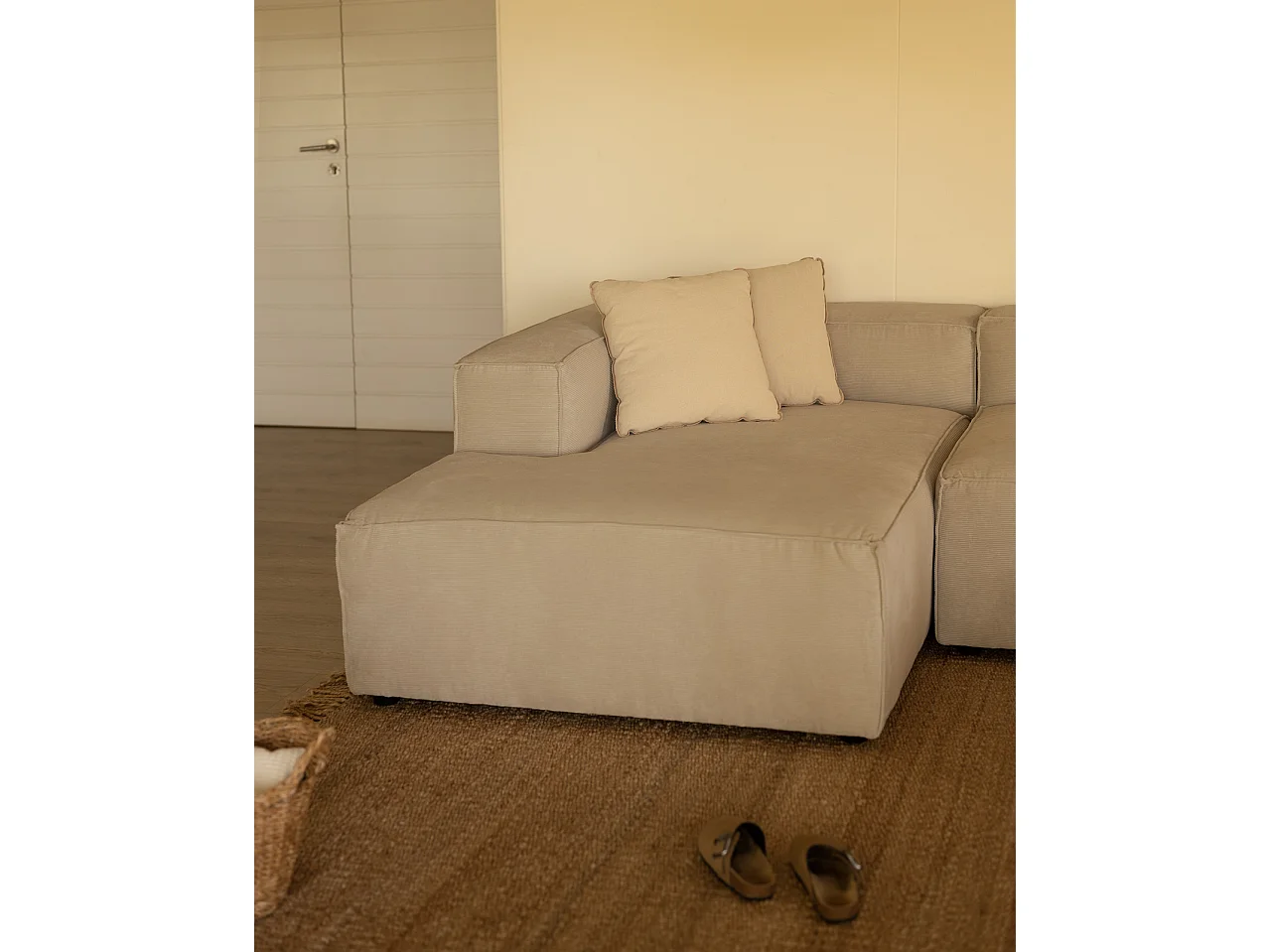 Divano 3 posti CHL sinistra velluto beige 250x175cm