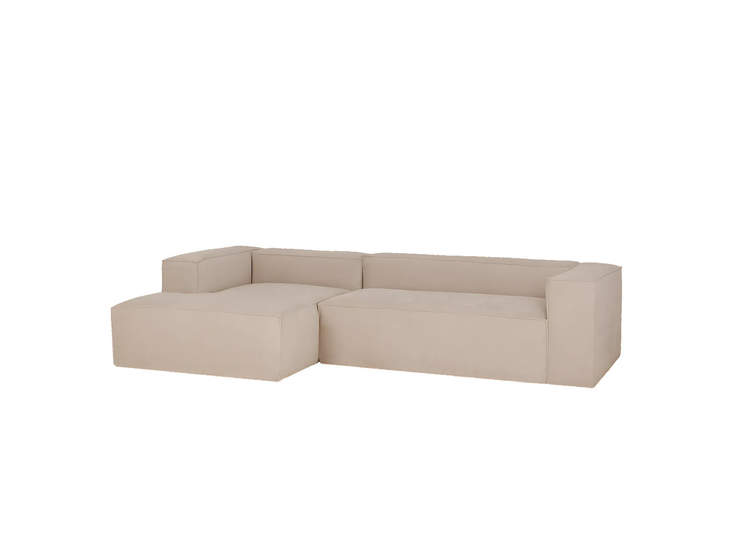 Sofá de 2 plazas con chaise longue izquierdo de pana beige 250x70x175cm - LOLA - DECOWOOD
