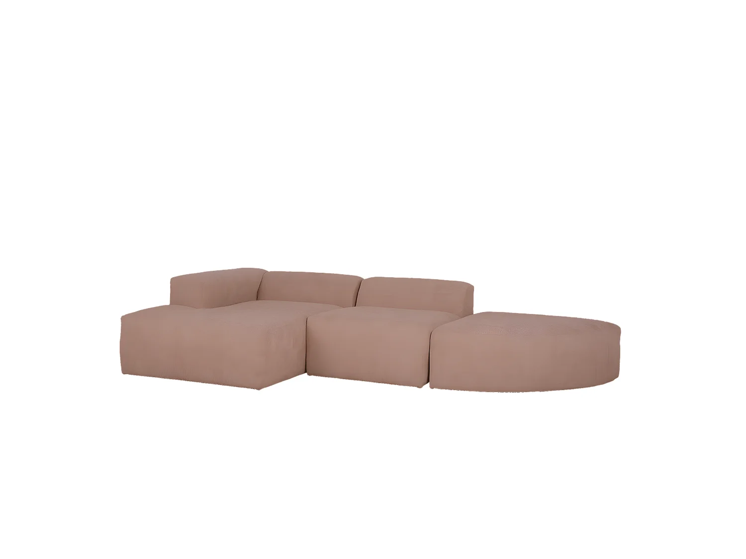 Sofá de 3 módulos curvo con chaise longue izquierdo bouclé rosa 320x70x172cm - BERTA - DECOWOOD