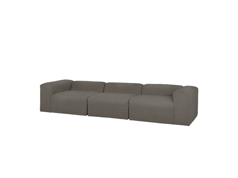 Divano a 3 moduli in bouclé colore grigio scuro 330x110cm