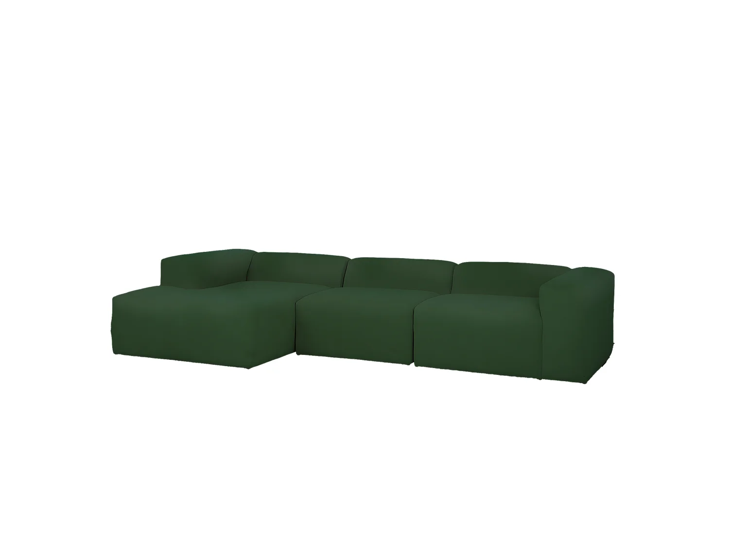 Sofá de 3 módulos con chaise longue izquierdo de bouclé verde 330x70x172cm - BERTA - DECOWOOD