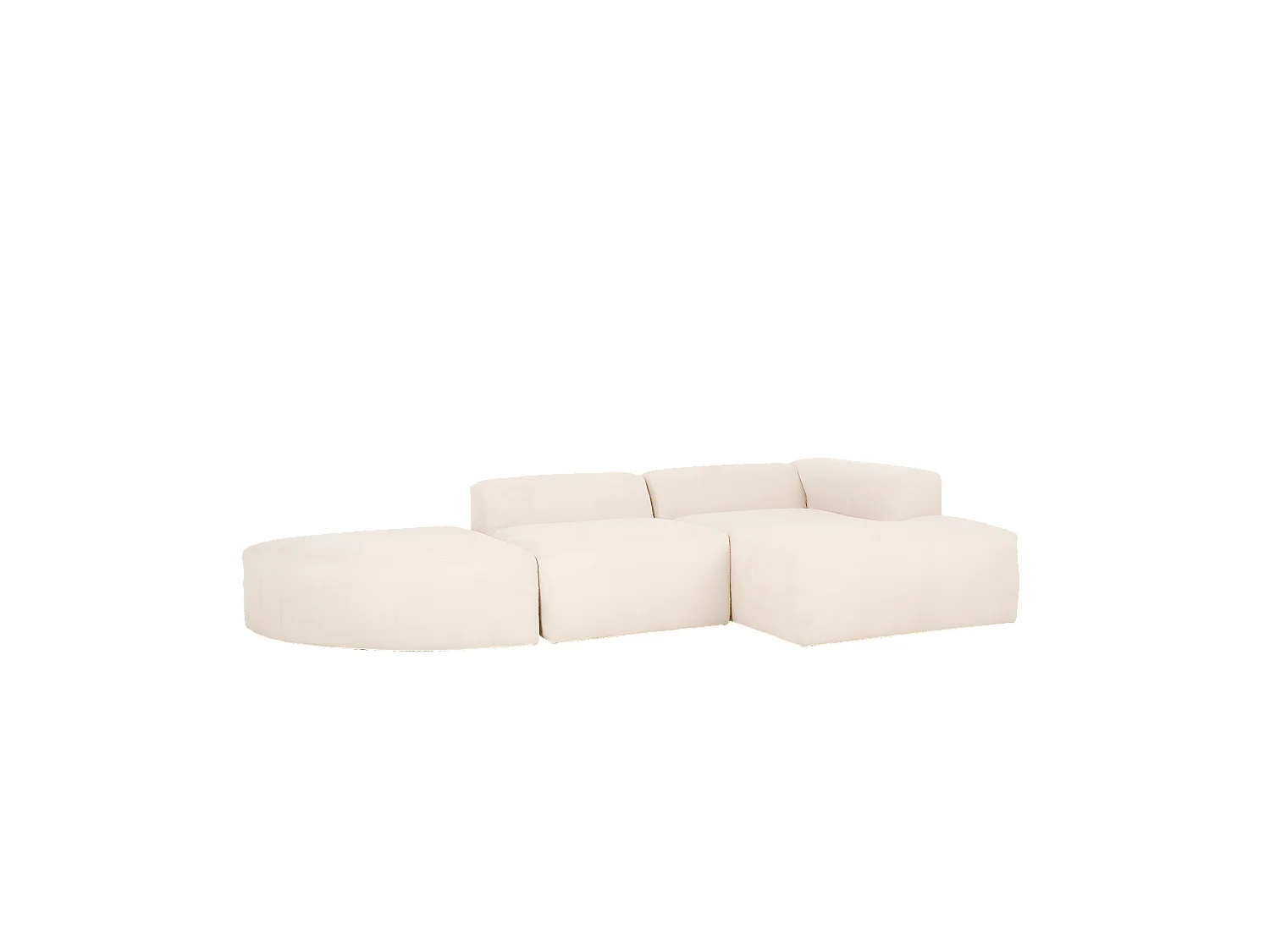 Sofá de 3 módulos curvo con chaise longue derecho bouclé blanco 320x70x172cm - BERTA - DECOWOOD