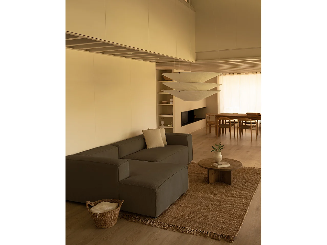 Divano 4/5 posti CHL sinistra velluto marrone topo 300x175cm