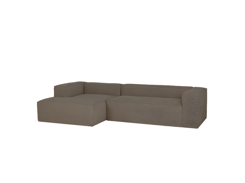 Sofá de 4/5 plazas con chaise longue izquierdo de pana marrón topo 300x70x175cm - LOLA - DECOWOOD
