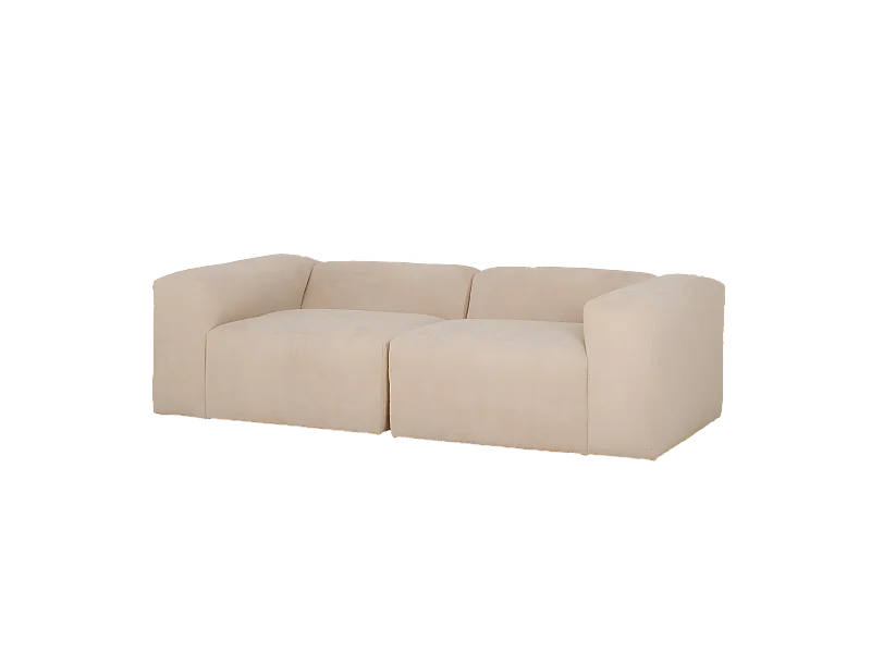 Sofá de 4 plazas de 2 módulos de bouclé color beige 240x70x110cm - BERTA - DECOWOOD