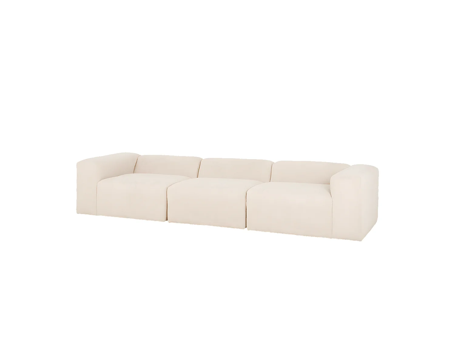 Sofá de 5/6 plazas de 3 módulos de bouclé color blanco 330x70x110cm - BERTA - DECOWOOD