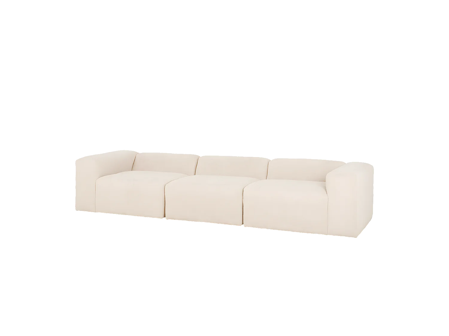 Sofá de 5/6 plazas de 3 módulos de bouclé color blanco 330x70x110cm - BERTA - DECOWOOD