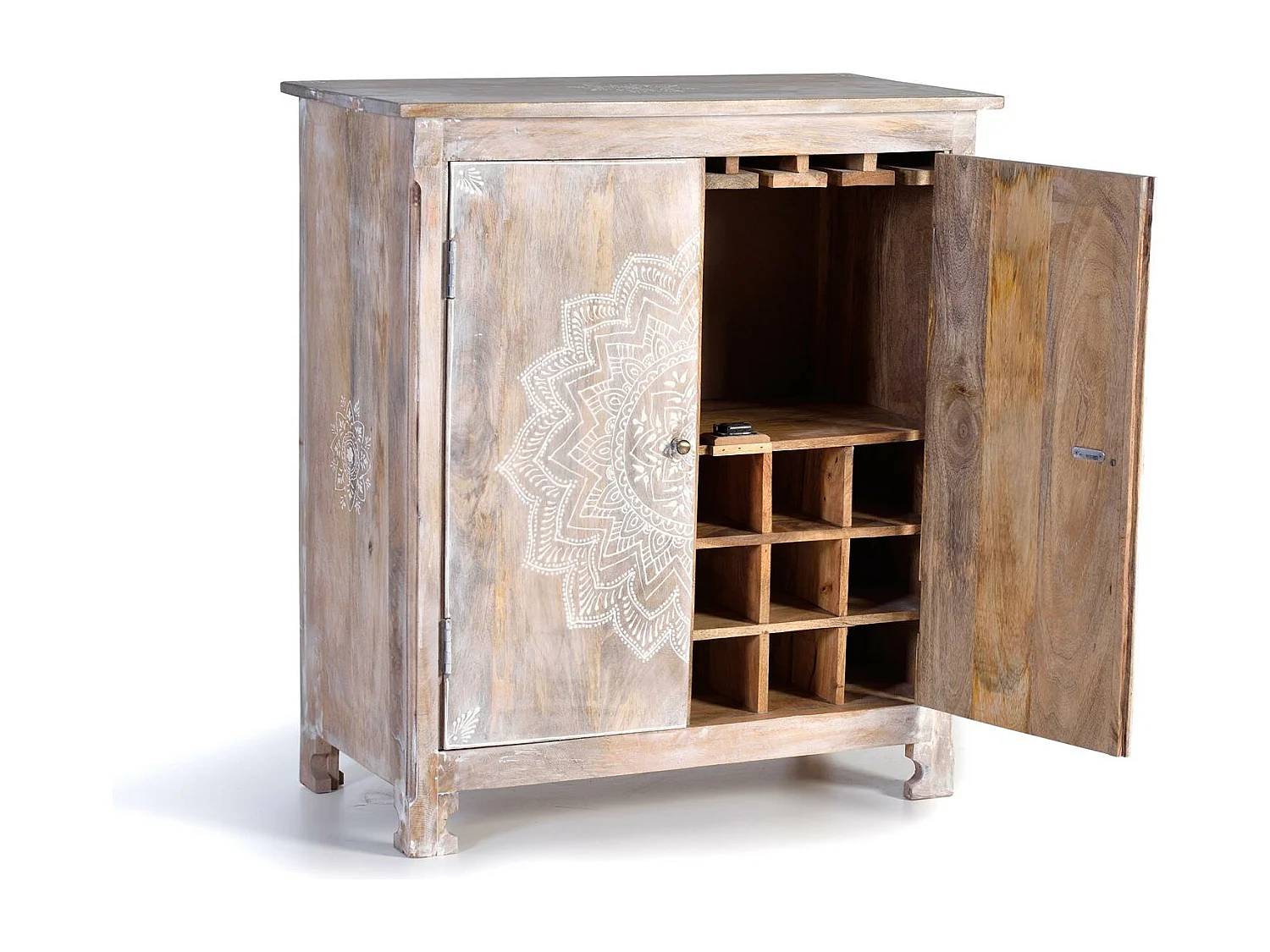 Flaschenschrank aus Mangoholz