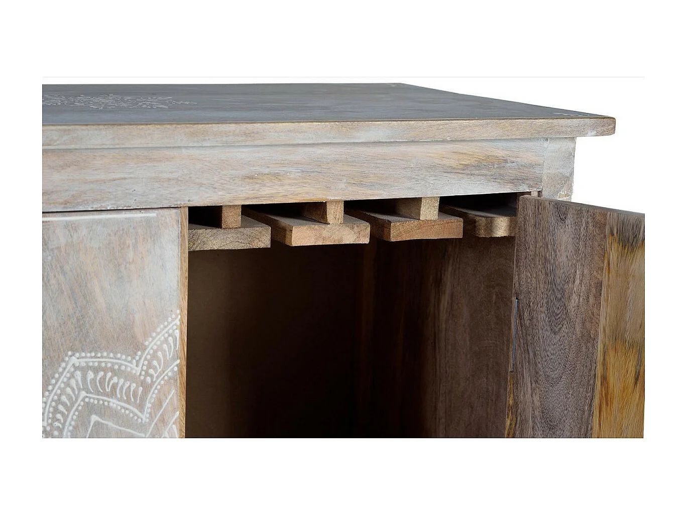 Flaschenschrank aus Mangoholz