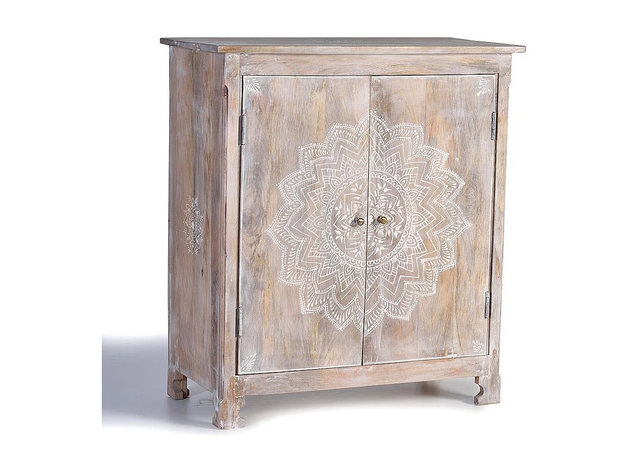 Mobile bar in legno di mango bianco invecchiato Blanco .90x40x80 Giner y Colomer