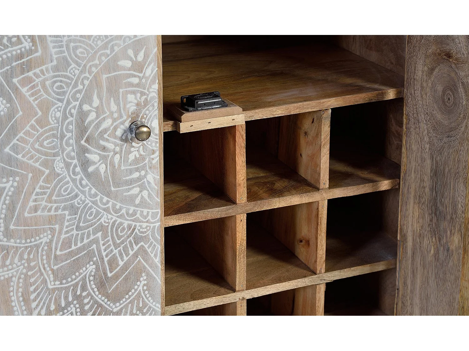 Mobile bar in legno di mango bianco invecchiato Blanco .90x40x80 Giner y Colomer