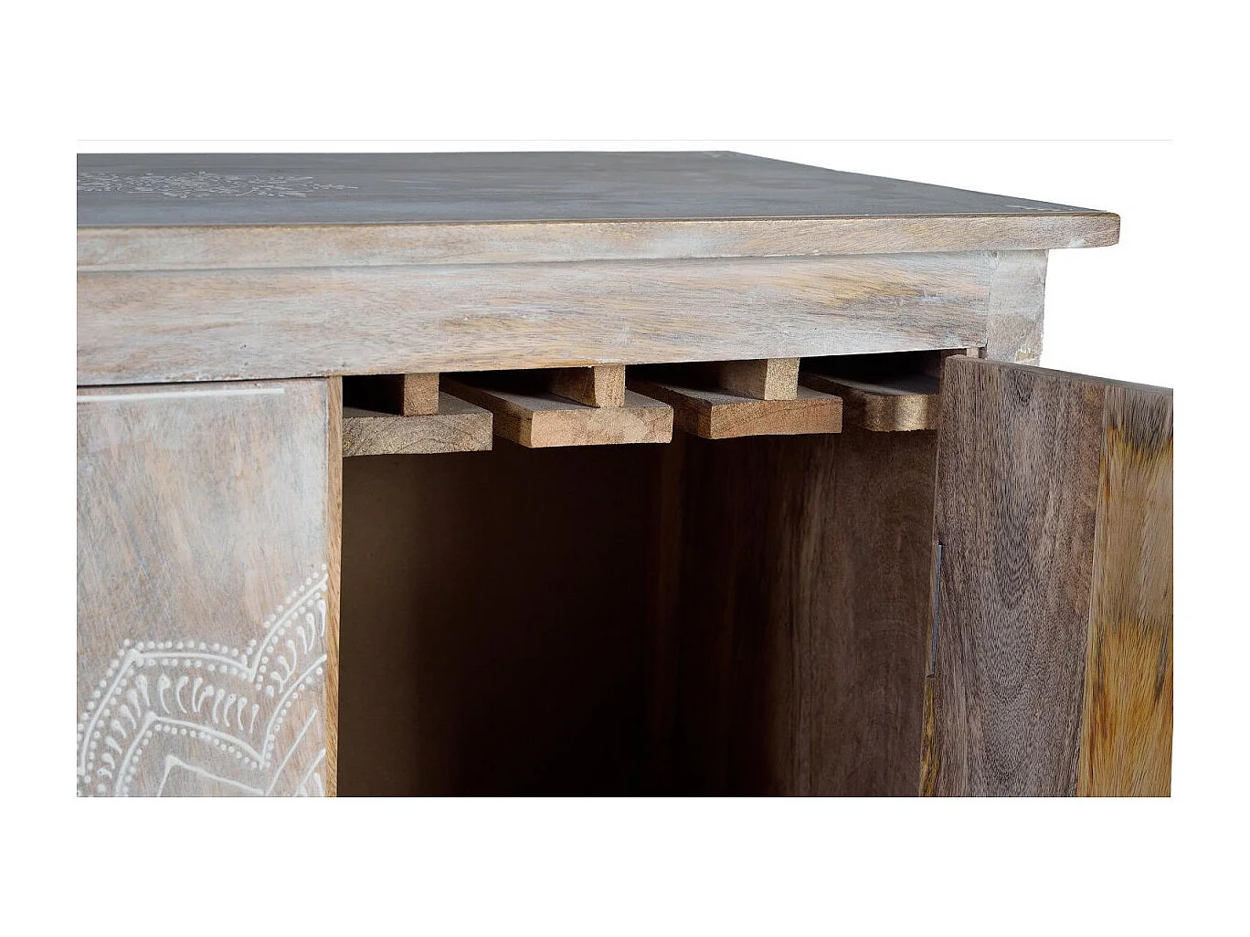 Flaschenschrank aus Mangoholz