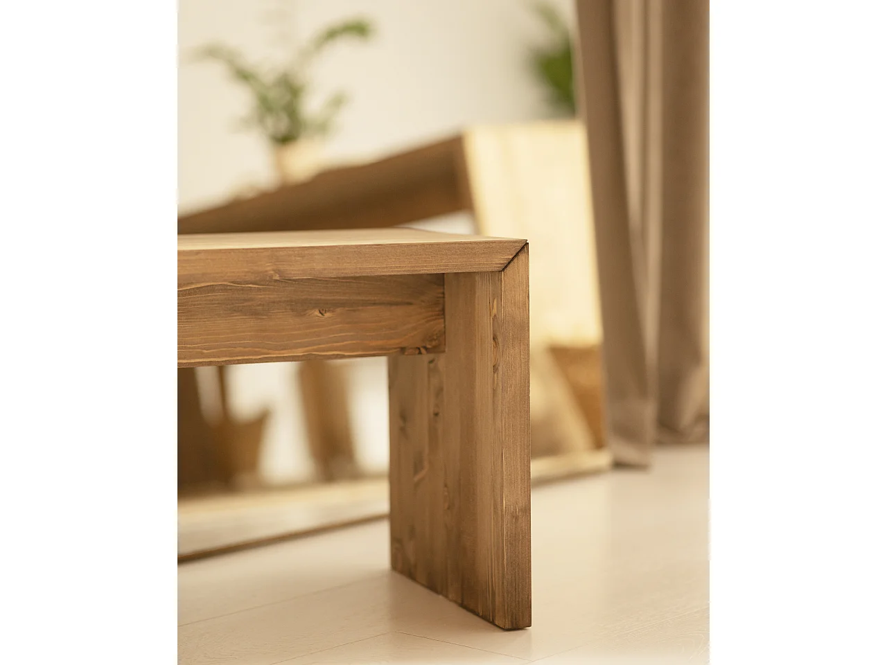 Tavolino / Sgabello in legno massello in tono rovere scuro 50x45cm - TELVA - DECOWOOD