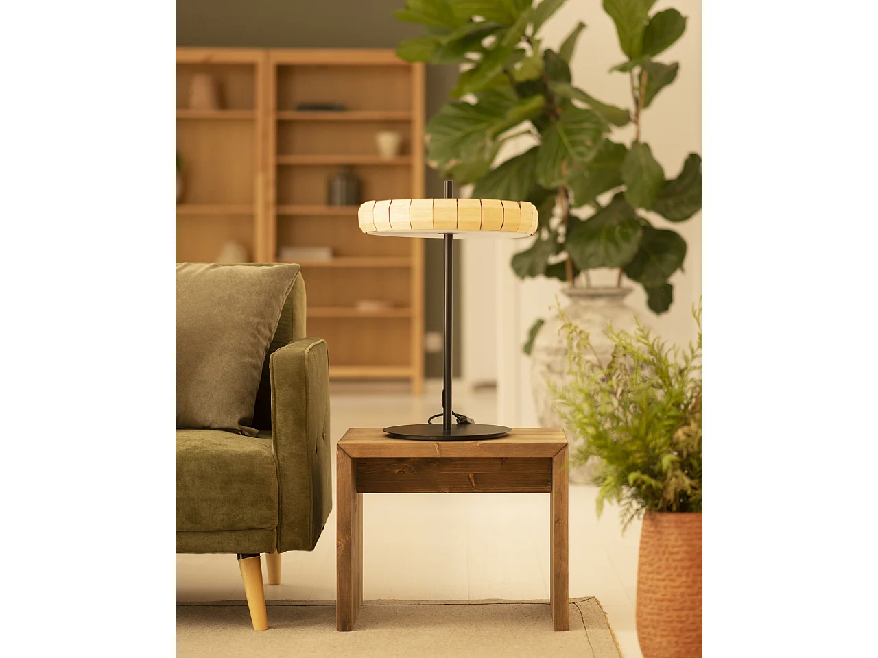 Tavolino / Sgabello in legno massello in tono rovere scuro 50x45cm - TELVA - DECOWOOD