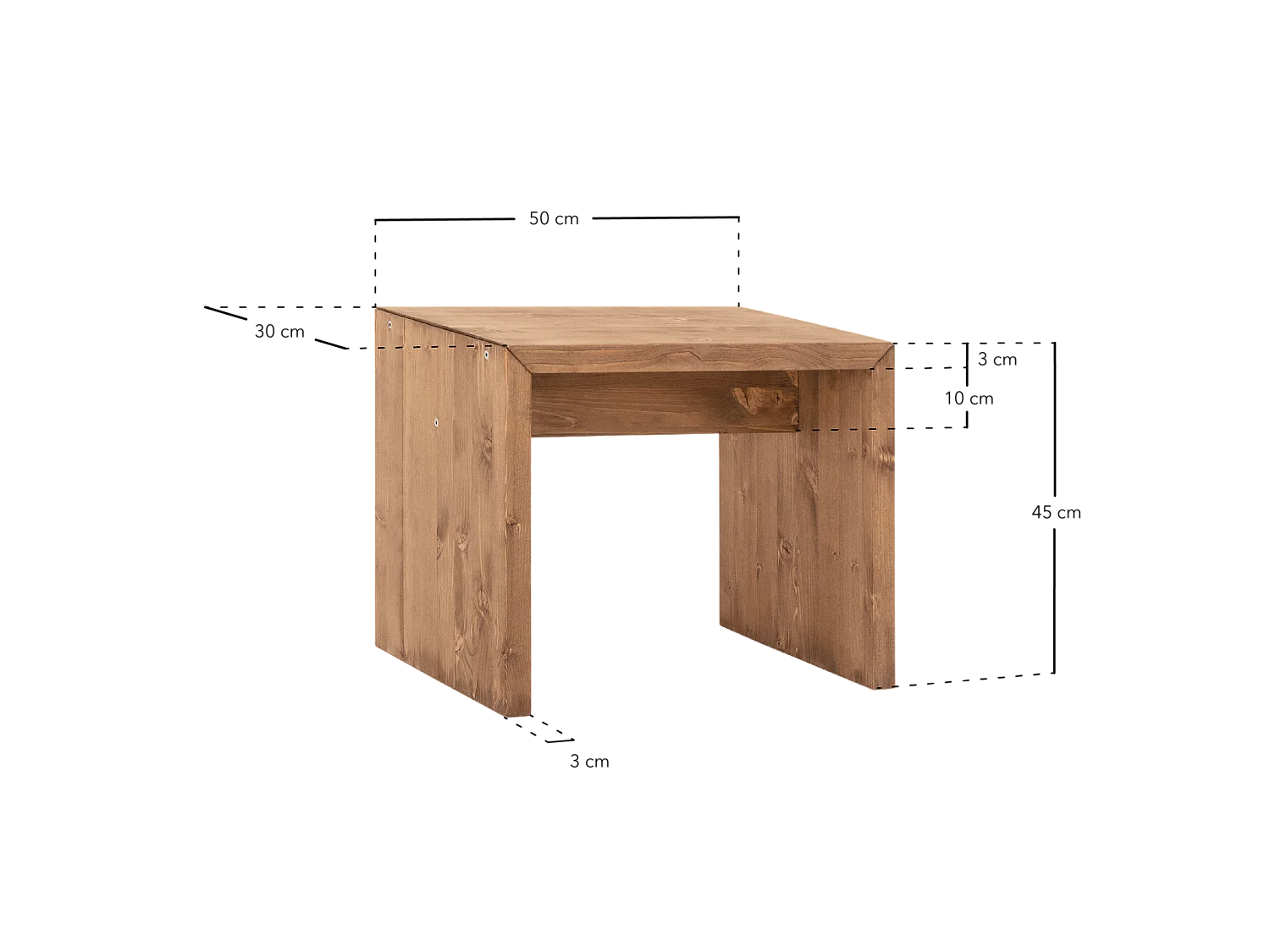 Table / tabouret en bois de sapin vieilli 45x50cm - TELVA - DECOWOOD
