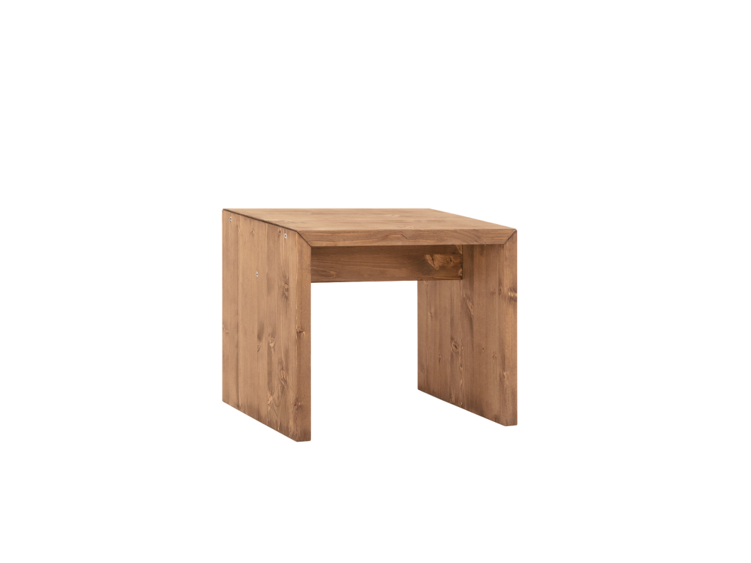 Mesita / Taburete de madera maciza en tono roble oscuro de 45x50cm - TELVA - DECOWOOD