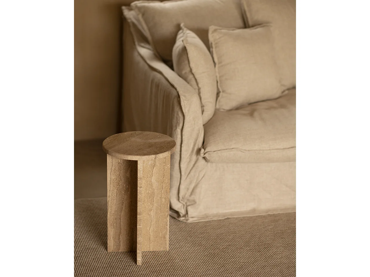 Mesa auxiliar redonda de mármol daino reale DECOWOOD de Ø28x45cm - TOSCANA - DECOWOOD