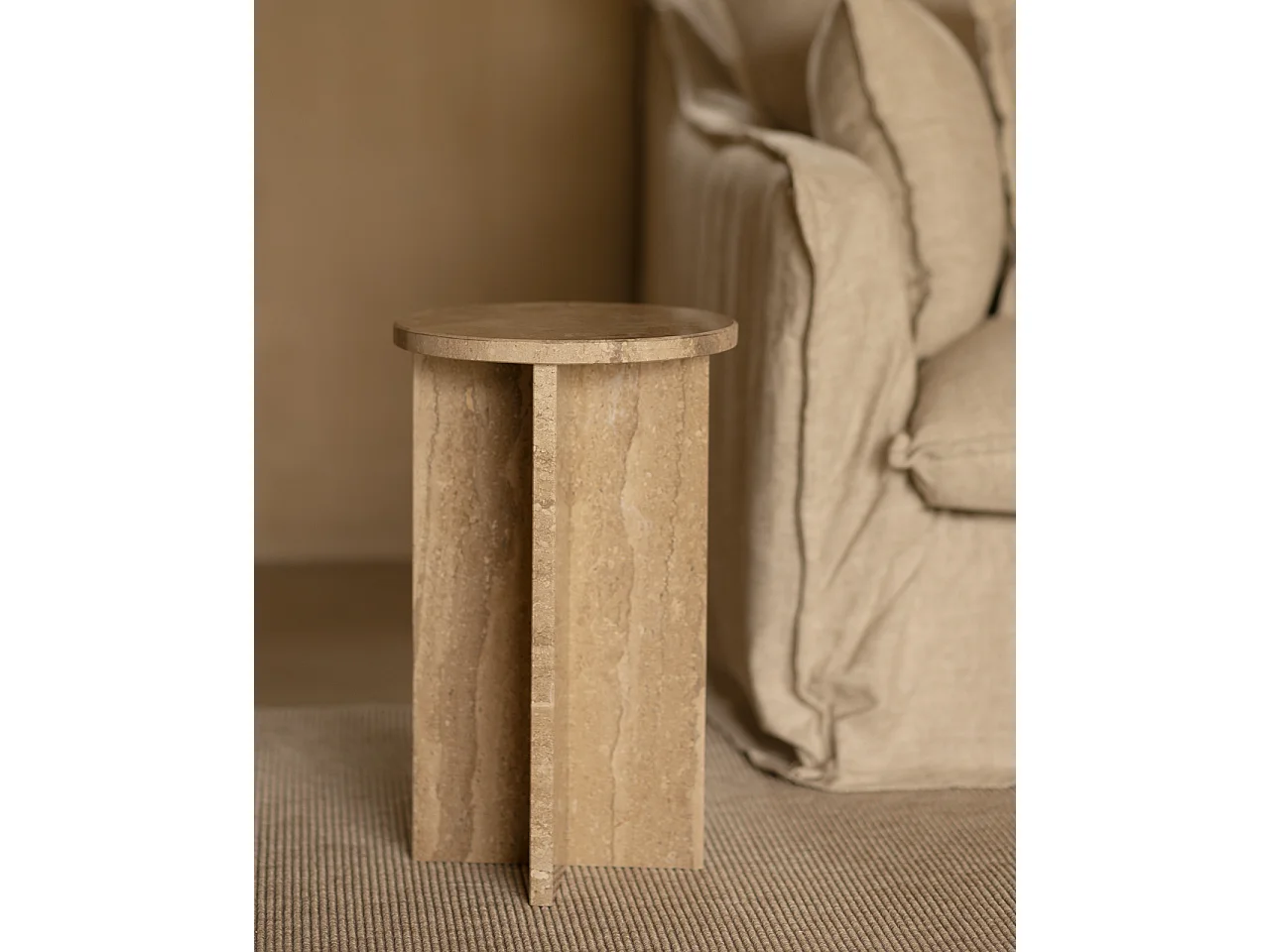 Mesa auxiliar redonda de mármol daino reale DECOWOOD de Ø28x45cm - TOSCANA - DECOWOOD