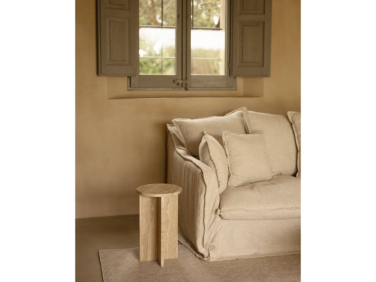 Mesa auxiliar redonda de mármol daino reale DECOWOOD de Ø28x45cm - TOSCANA - DECOWOOD