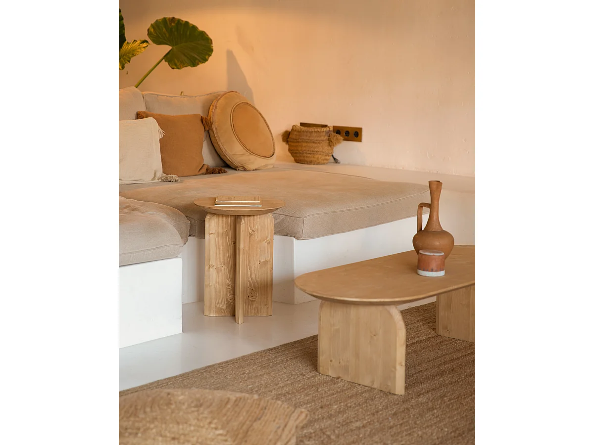 Tavolino ausiliario in legno massello in tono marrone chiaro 45x50cm - BLOOM - DECOWOOD