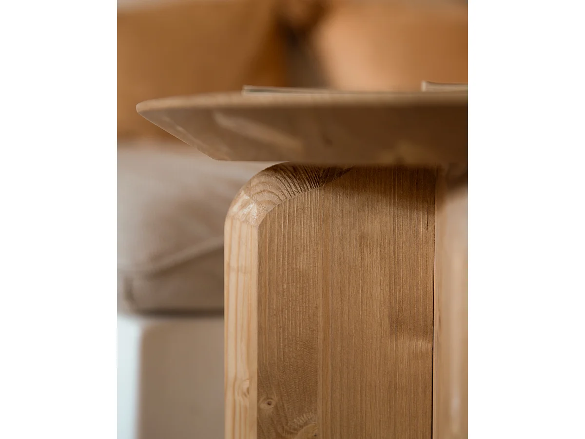 Tavolino ausiliario in legno massello in tono marrone chiaro 45x50cm - BLOOM - DECOWOOD