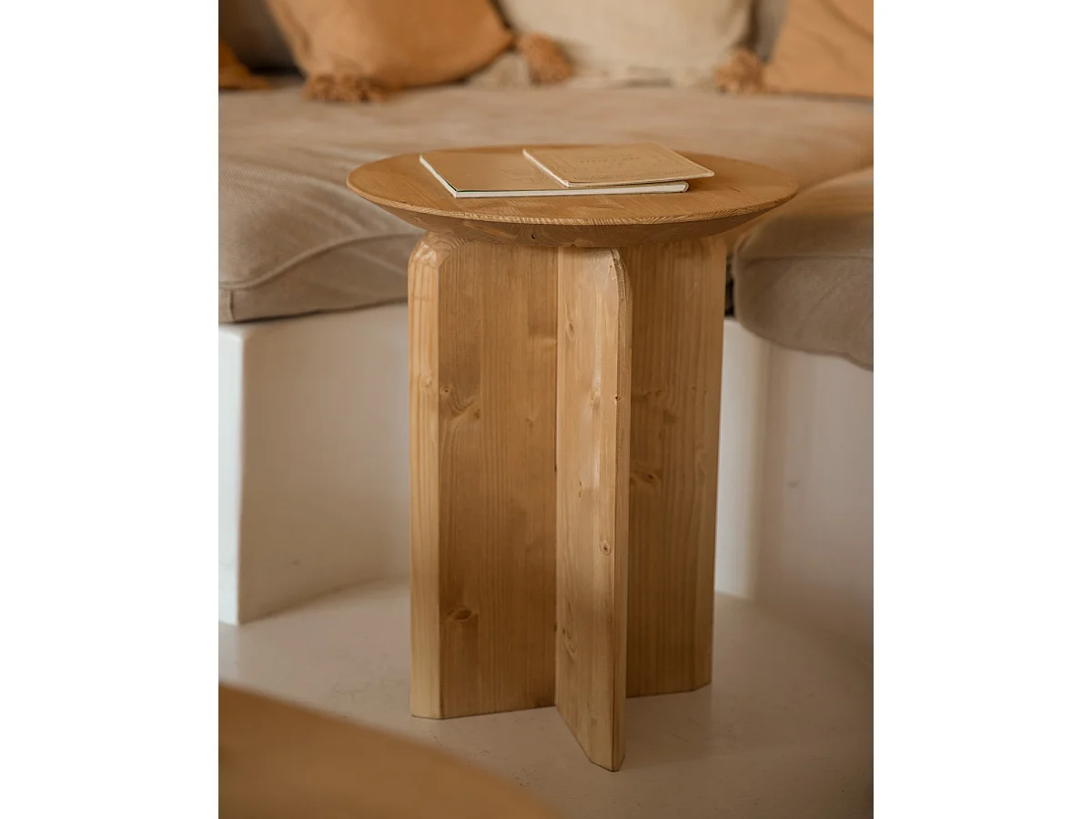 Tavolino ausiliario in legno massello in tono marrone chiaro 45x50cm - BLOOM - DECOWOOD