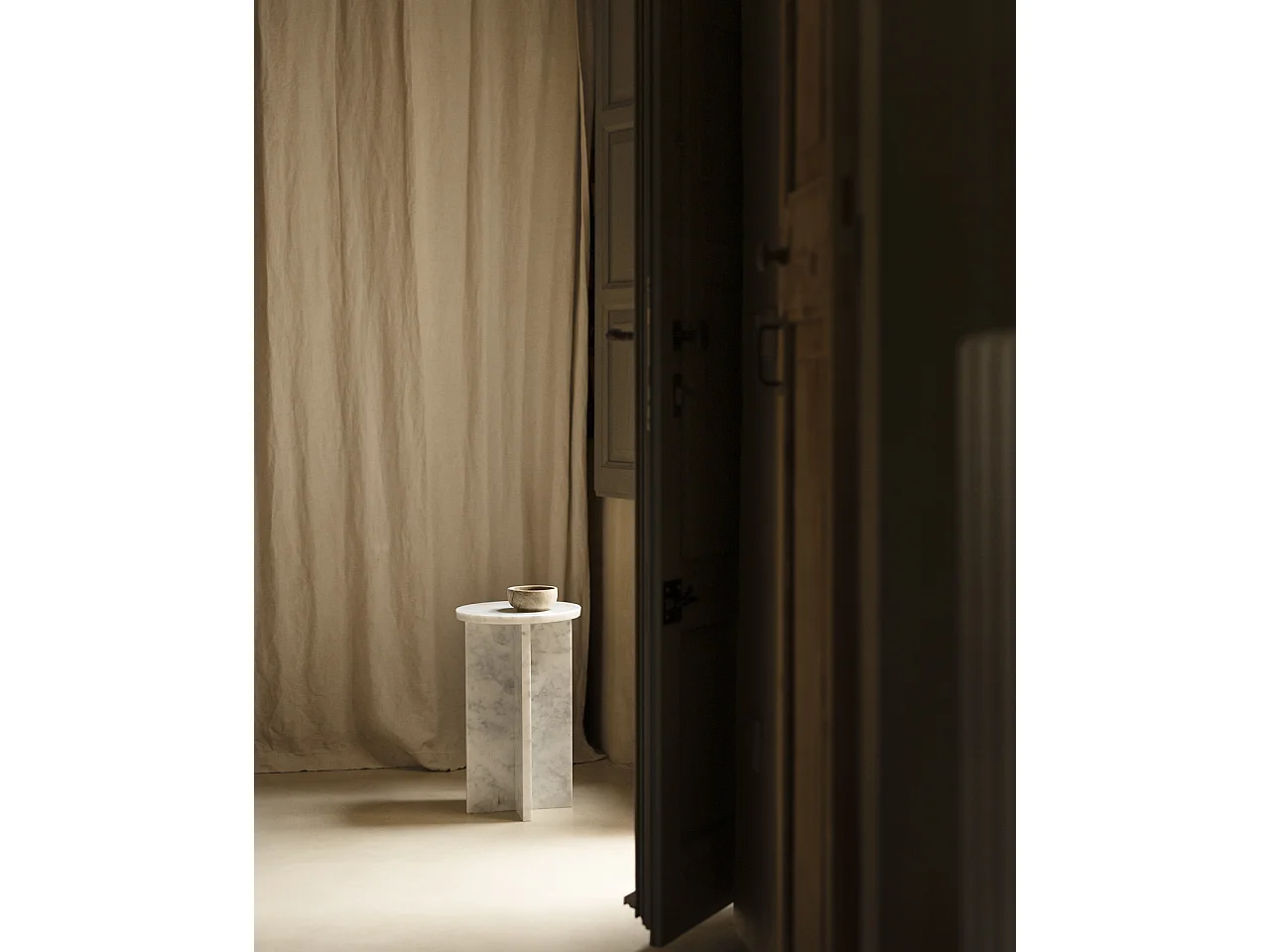 Mesa auxiliar redonda de mármol DECOWOOD de Ø28x45cm - TOSCANA - DECOWOOD