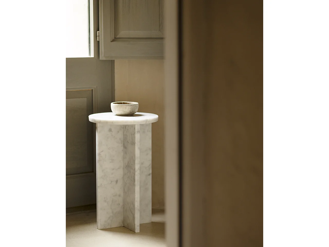 Mesa auxiliar redonda de mármol DECOWOOD de Ø28x45cm - TOSCANA - DECOWOOD