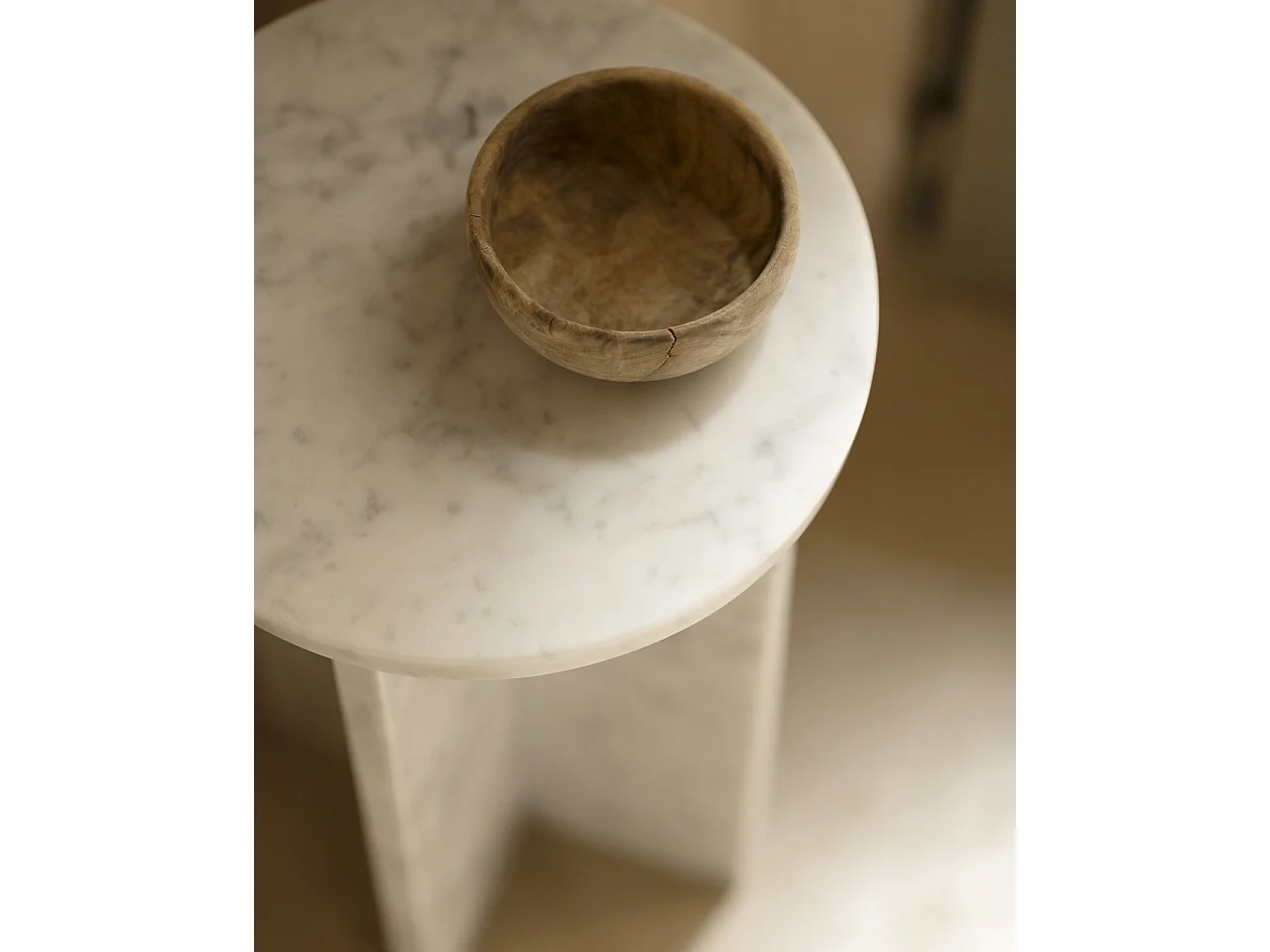 Mesa auxiliar redonda de mármol DECOWOOD de Ø28x45cm - TOSCANA - DECOWOOD