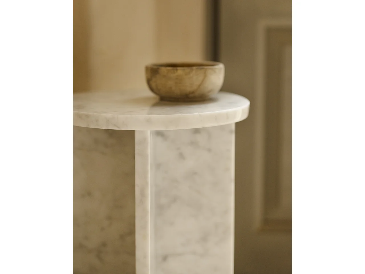 Mesa auxiliar redonda de mármol DECOWOOD de Ø28x45cm - TOSCANA - DECOWOOD