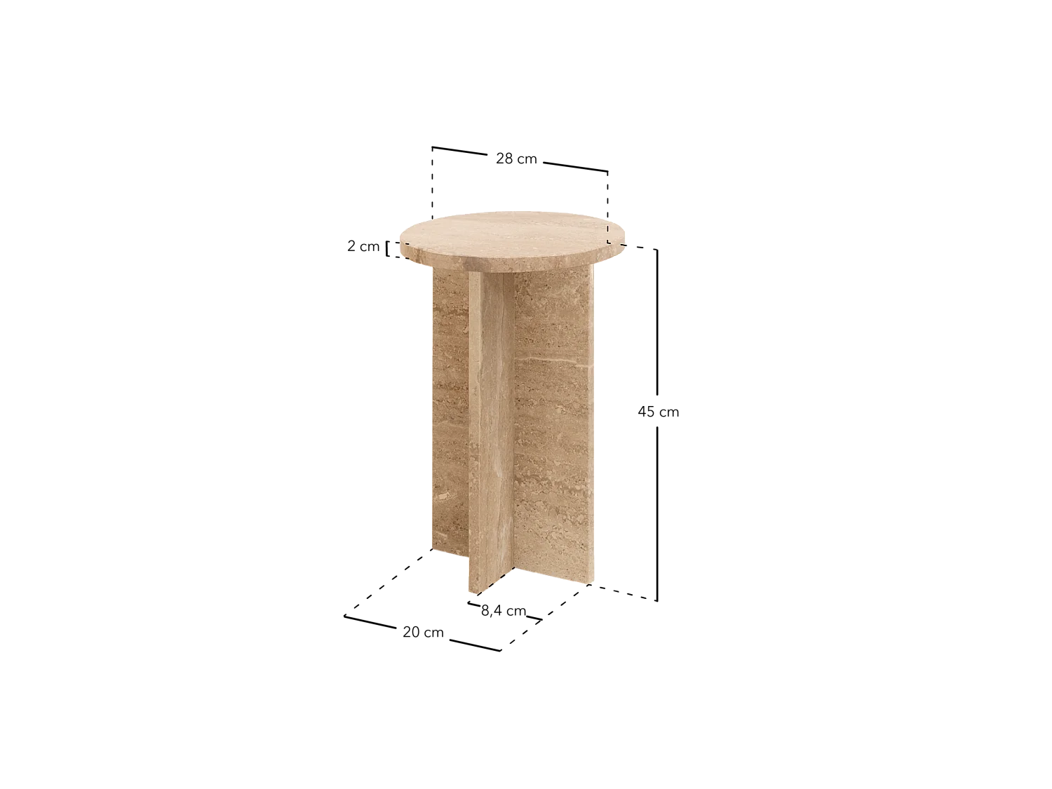 Mesa auxiliar redonda de mármol travertino DECOWOOD de Ø28x45cm - TOSCANA - DECOWOOD