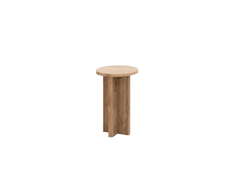 Mesa auxiliar de mármol daino reale y patas de madera maciza DECOWOOD de Ø28x45cm - TOSCANA - DECOWOOD