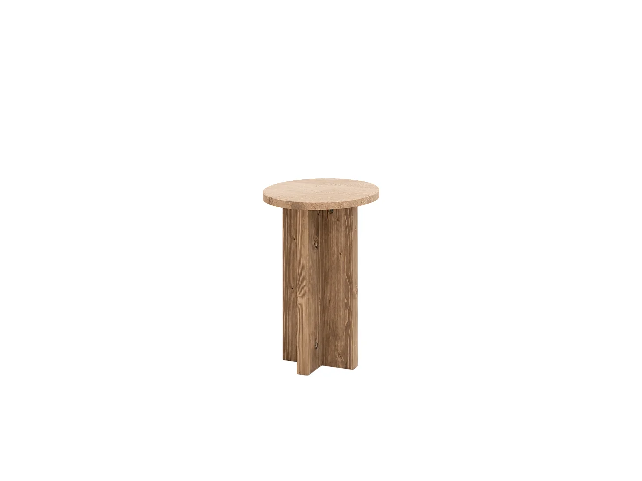 Mesa auxiliar de mármol daino reale y patas de madera maciza DECOWOOD de Ø28x45cm - TOSCANA - DECOWOOD